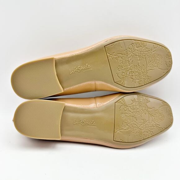 LifeStride Womens Cameo Heeled Flats US 7 Wide EU 37 Nude Tan Slip On NIB - Picture 11 of 12
